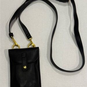 Fawn Design Black Crossbody Phone Pouch with Gold Hardware
